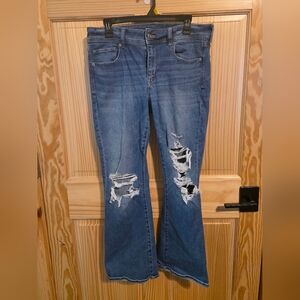 American Eagle Outfitters Distressed Kick Boot Cut Jeans